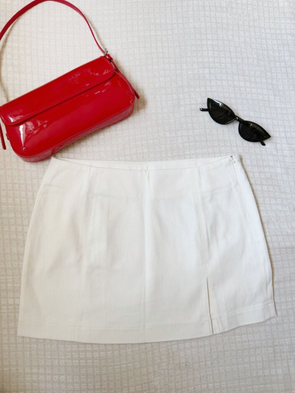 American Threads Ivory White Denim Mini Skirt Small NWT